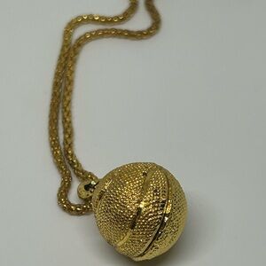 Gold Basketball Pendant Necklace Iced Out Hip Hop Chain CZ Bling 20-22’